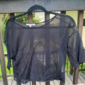 Black Sheer 3/4 Sleeve Top